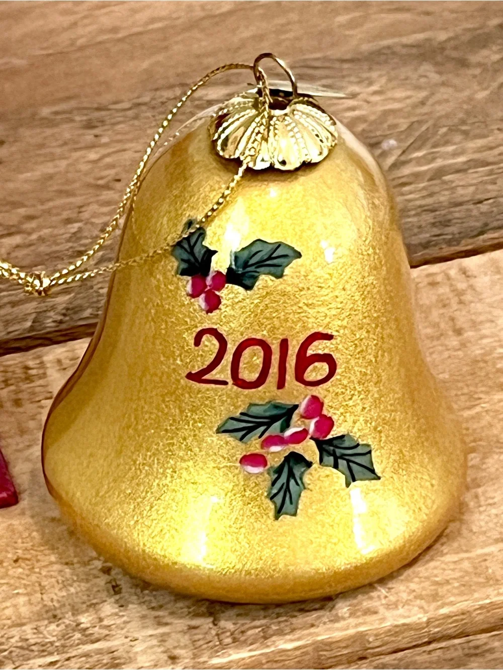 Pier 1 Li Bien 2016 Poinsettia Bell Ornament Boxed